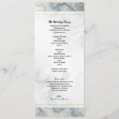 Blauw Grijs Goud Strand Aquarel Trouwprogramma Programmakaart (Achterkant)