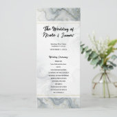 Blauw Grijs Goud Strand Aquarel Trouwprogramma Programmakaart (Staand voorkant)