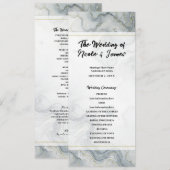 Blauw Grijs Goud Strand Aquarel Trouwprogramma Programmakaart (Voorkant / Achterkant)