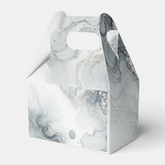 Blauw Grijs & Goud Strand Waterverf Strand Bruilof Bedankdoosjes (Voorkant Zijde)