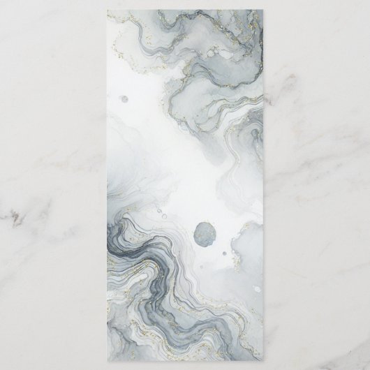 Blauw Grijs Goud Strand Waterverf Wedding Menu (Achterkant)