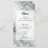 Blauw Grijs Goud Strand Waterverf Wedding Menu (Voorkant / Achterkant)