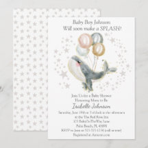 Blauw Grijs Goud Waterverf Schattige Walvis Baby s