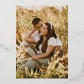 Blauw grijs gouden hart monogram bruiloft foto folie uitnodiging (Achterkant)