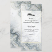 Blauw Grijs Gouden Strand Waterverf Trouwmenu Menu (Voorkant / Achterkant)