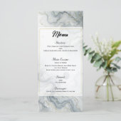 Blauw Grijs Gouden Strand Waterverf Trouwmenu Menu (Staand voorkant)