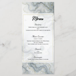 Blauw Grijs Gouden Strand Waterverf Trouwmenu Menu