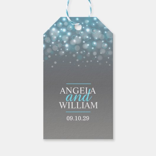 Blauw grijs graphic bubble bruiloft gunst labels cadeaulabel (Voorkant)