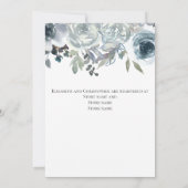 Blauw Grijs Groen Elegant Bloemenkoppel Bruiloft Kaart (Achterkant)