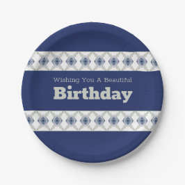 Blauw Grijs Groen en Wit Papieren Bordje