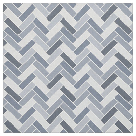 Blauw grijs herringbone Geometric Pattern Stof (Swatch)