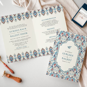 Blauw Grijs Ikat All in One Anand Karaj Sikh Huwel