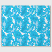 Blauw grijs inktpatroon cadeaupapier (Vlak)