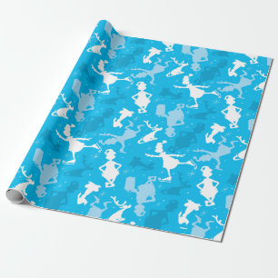 Blauw grijs inktpatroon cadeaupapier