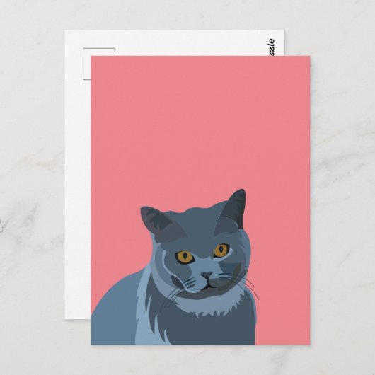 Blauw Grijs Kat Lover Briefkaart (Voorkant / Achterkant)