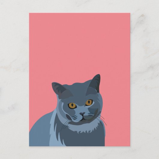 Blauw Grijs Kat Lover Briefkaart (Voorkant)