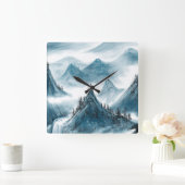 Blauw-grijs kunstgebergte schilderende Chinoiserie Vierkante Klok (Huis)