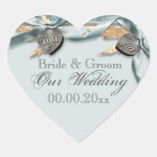 Blauw grijs land hart bruiloft sticker