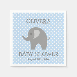 Blauw & grijs leuke olifant jongens baby shower se servetten