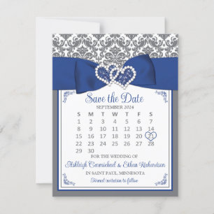 Blauw, Grijs Liefde Harten Foto Save the Date