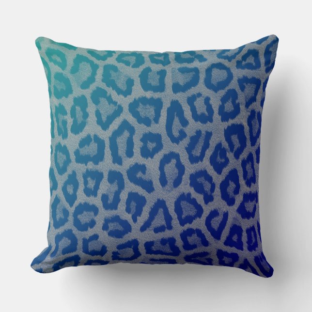 Blauw grijs luipaard abstract modern kussen (Voorkant)