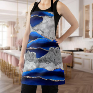 BLAUW GRIJS MARMER AGAAT ZILVER GLITTER GLAM SCHORT