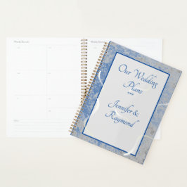 Blauw & Grijs Marmer Gepersonaliseerd Planner