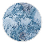 Blauw & Grijs Marmer Keramische Knop (Voorkant)