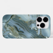 Blauw Grijs Marmer met Goud Ader Case-Mate iPhone Case (Achterkant (horizontaal))