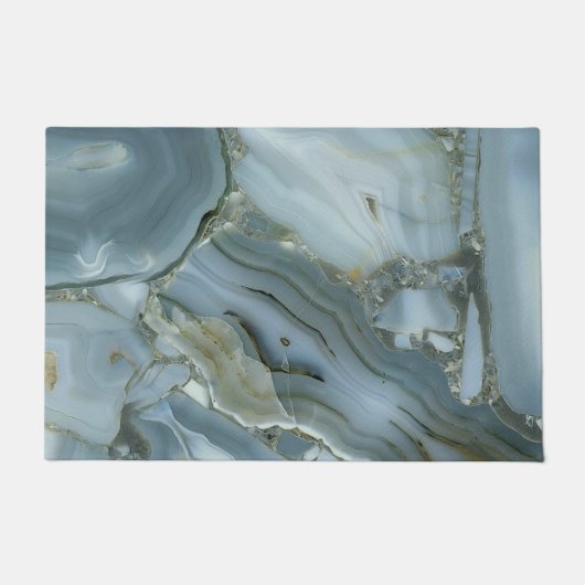 Blauw Grijs Marmer met Gouden Ader Deurmat (Voorkant)