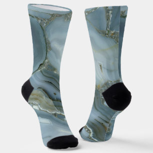 Blauw Grijs Marmer met Gouden Ader Sokken