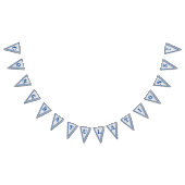 Blauw & Grijs Marmer Monogramed Bruiloft Vlaggetjes (Alle)