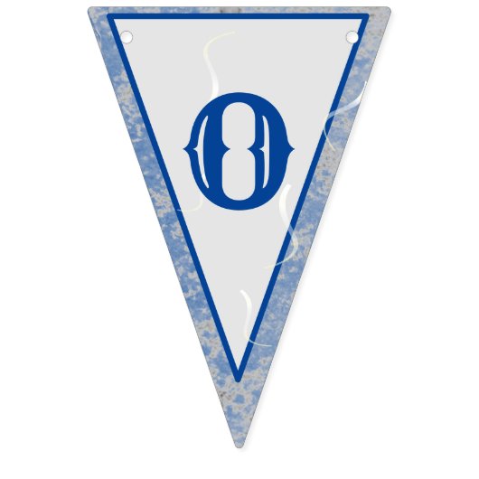 Blauw & Grijs Marmer Monogramed Bruiloft Vlaggetjes (Tweede vlag)