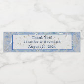 Blauw & Grijs Marmer Monogramed Waterfles Etiket (Enkel label)