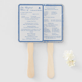 Blauw & Grijs Marmer Nuptial Mass Set van Ventilat Handwaaier