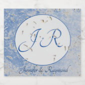 Blauw & Grijs Marmered met Monogram Likeurfles Etiket (Enkel label)