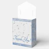 Blauw & Grijs Marmered Monogram Bruiloft Favor Box Bedankdoosjes (Geopend)