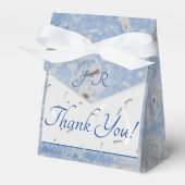 Blauw & Grijs Marmered Monogram Bruiloft Favor Box Bedankdoosjes (Voorkant Zijde)