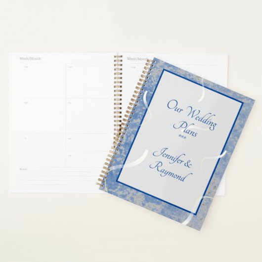 Blauw & Grijs Marmeren Bruiloft Planner (Display)