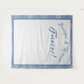 Blauw & Grijs Marmeren Bruiloft Wandkleed (Voorkant (horizontaal))