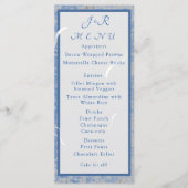 Blauw & Grijs Marmeren Monogram Bruiloft Menu Kaar (Voorkant)