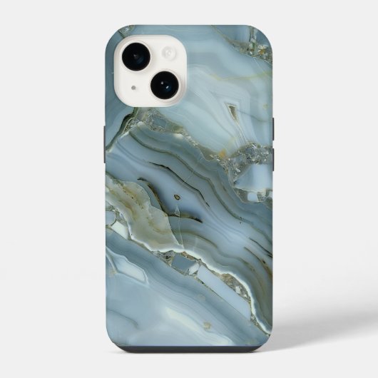 Blauw Grijs Marmeren Patroon iPhone / Android Hoesje (Achterkant)