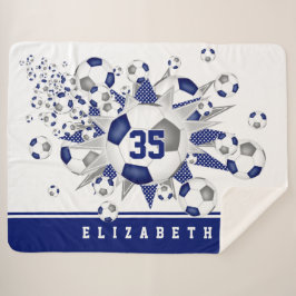 blauw grijs meisjes sport voetballen sterren sherpa deken