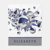 Blauw Grijs Meisjes Sportgeschenken Basketballen S Fleece Deken (Voorkant)