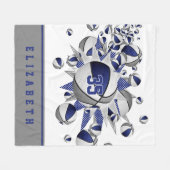 Blauw Grijs Meisjes Sportgeschenken Basketballen S Fleece Deken (Voorkant (Horizontaal))