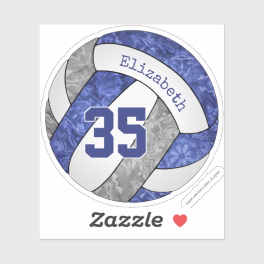 Blauw grijs meisjes volleybal school team kleuren sticker (Vel)