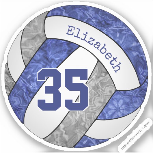 Blauw grijs meisjes volleybal school team kleuren sticker (Voorkant)