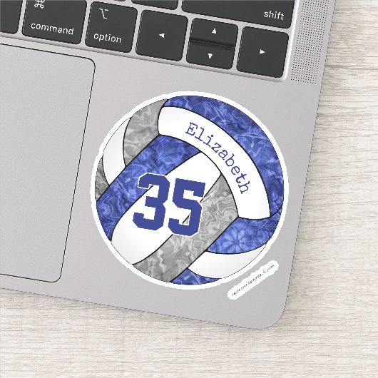 Blauw grijs meisjes volleybal school team kleuren sticker (Detail)