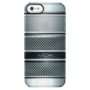 Blauw Grijs Metallic Design-Monogram Doorzichtig iPhone SE/5/5s Hoesje