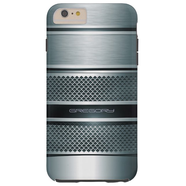 Blauw Grijs Metallic Strepen Achtergrond Case-Mate iPhone Case (Achterkant)